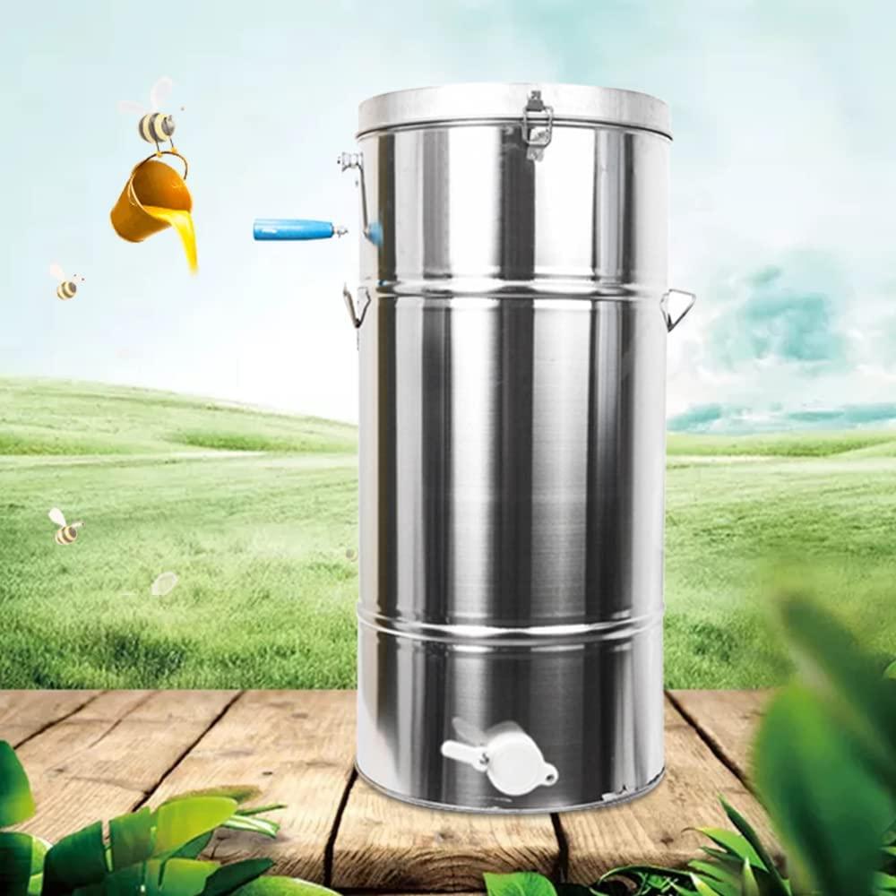 yiyibyus 2 frame manual honey extractor, stainless steel detachable honey wax beekeeping home tool beekeeping equipment for family use