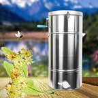 yiyibyus 2 frame manual honey extractor, stainless steel detachable honey wax beekeeping home tool beekeeping equipment for family use