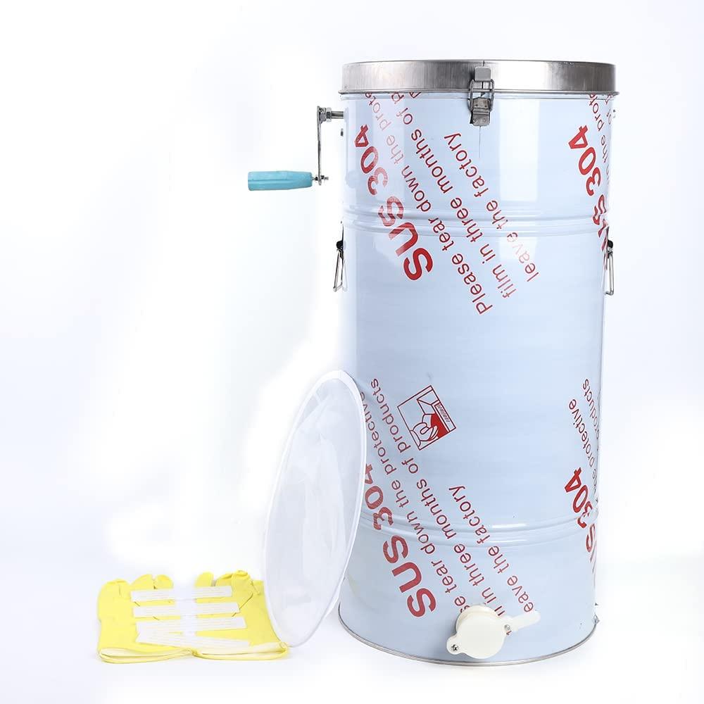 yiyibyus 2 frame manual honey extractor, stainless steel detachable honey wax beekeeping home tool beekeeping equipment for family use