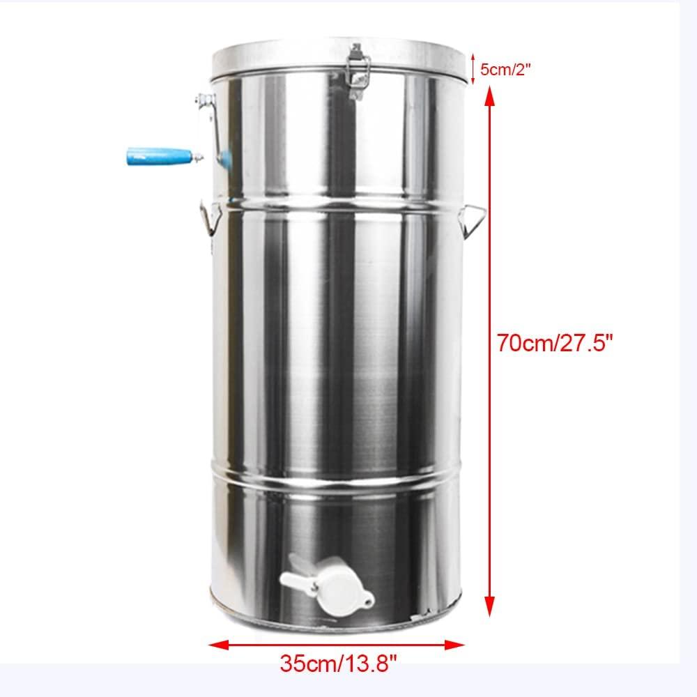 yiyibyus 2 frame manual honey extractor, stainless steel detachable honey wax beekeeping home tool beekeeping equipment for family use