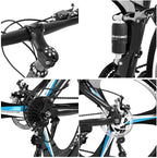 Folding Mountain Bike 21 Speed 26-inch Wheel Double Disc Brake Full Suspension Anti-Slip, Mens MTB Bikes Adult Road Bicycles