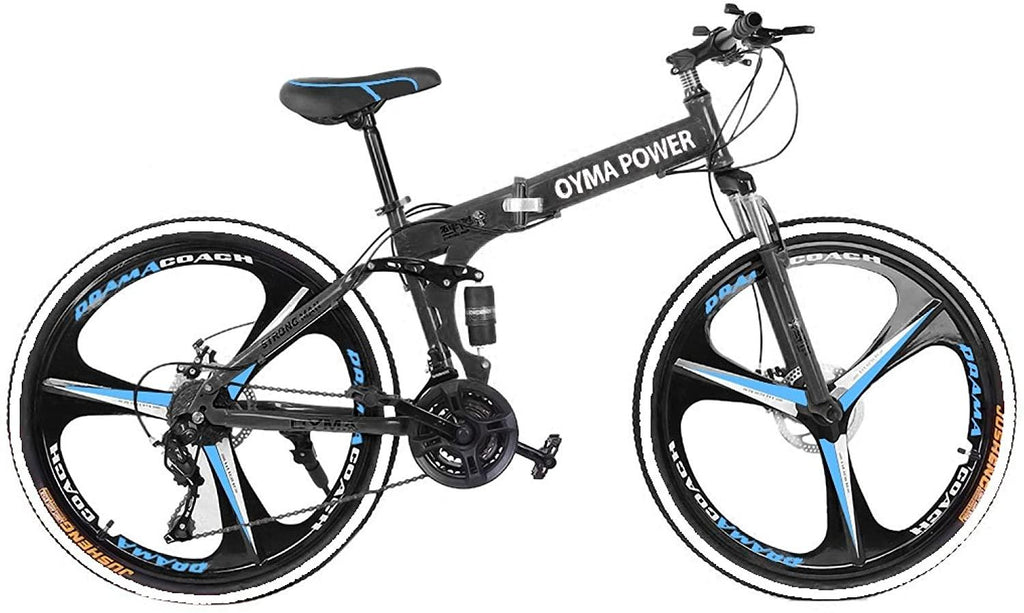 Folding Mountain Bike 21 Speed 26-inch Wheel Double Disc Brake Full Suspension Anti-Slip, Mens MTB Bikes Adult Road Bicycles