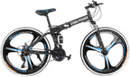 Folding Mountain Bike 21 Speed 26-inch Wheel Double Disc Brake Full Suspension Anti-Slip, Mens MTB Bikes Adult Road Bicycles