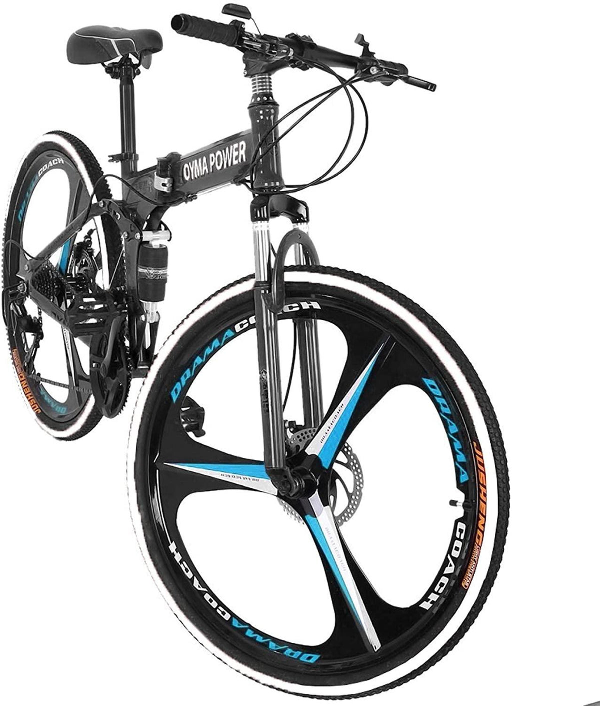Folding Mountain Bike 21 Speed 26-inch Wheel Double Disc Brake Full Suspension Anti-Slip, Mens MTB Bikes Adult Road Bicycles