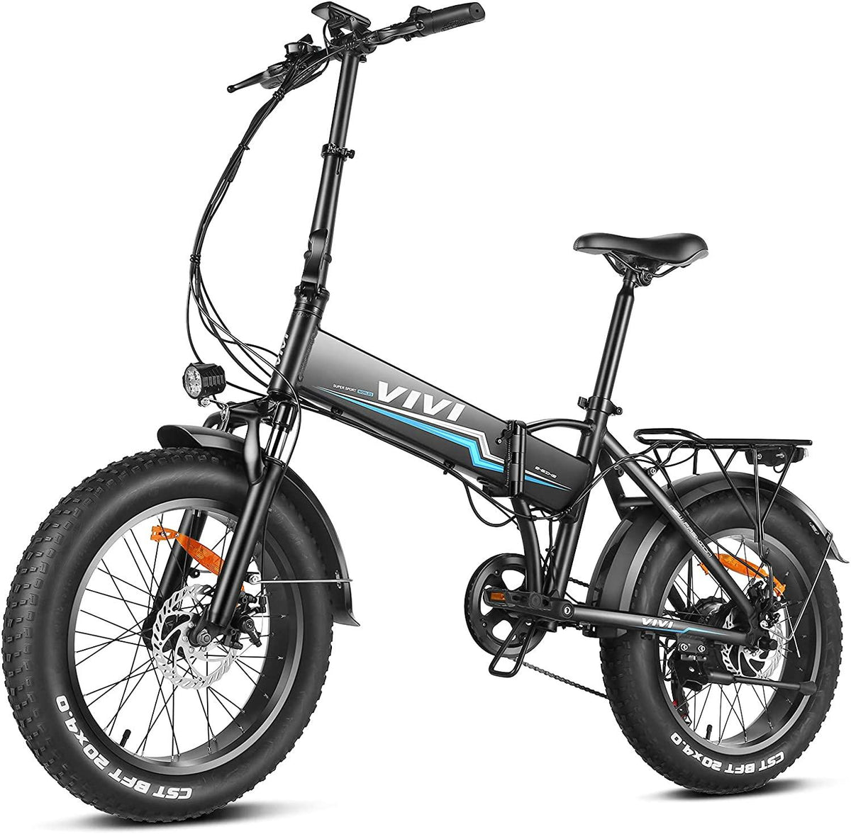 VIVI 500W Folding Ebike, 204.0 Inch Fat Tire Electric Bike, 48V 10.4AH Removable Battery,  7 Speed City Bike Electric Bicycle for Adults