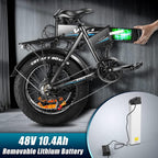 VIVI 500W Folding Ebike, 204.0 Inch Fat Tire Electric Bike, 48V 10.4AH Removable Battery,  7 Speed City Bike Electric Bicycle for Adults