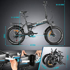 VIVI 500W Folding Ebike, 204.0 Inch Fat Tire Electric Bike, 48V 10.4AH Removable Battery,  7 Speed City Bike Electric Bicycle for Adults