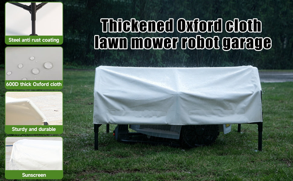 Robot Mower Garage, Rainproof UV-Proof Shelter for All Mowers | Thickened 600D Oxford fabric | Rust-proof steel frame | 35.5×29×17in | Fits Lymow, Segway, , , &amp; more