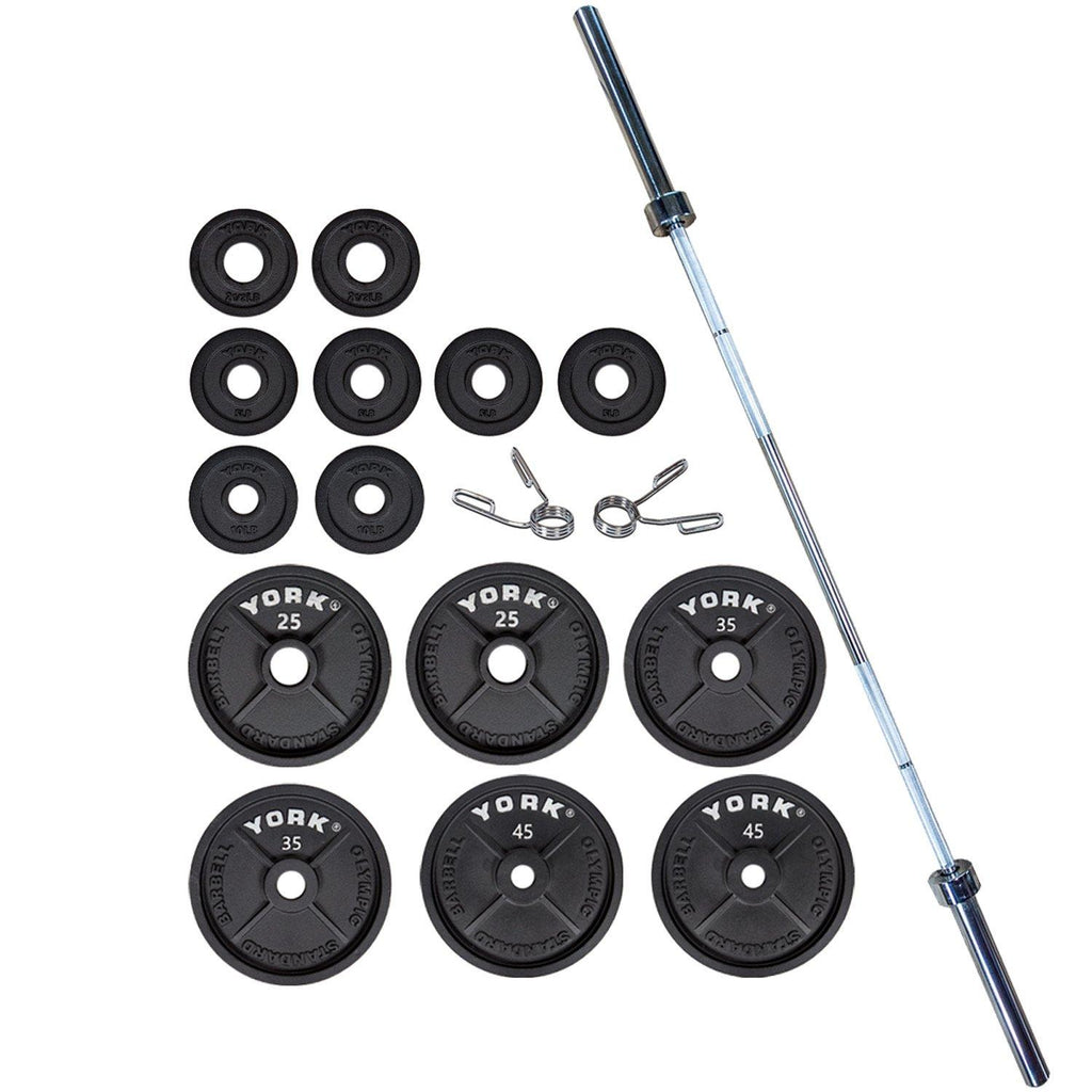 Cast Iron Olympic Weight Plate Set, Olympic Bar with Weight Set by FROGSHOP