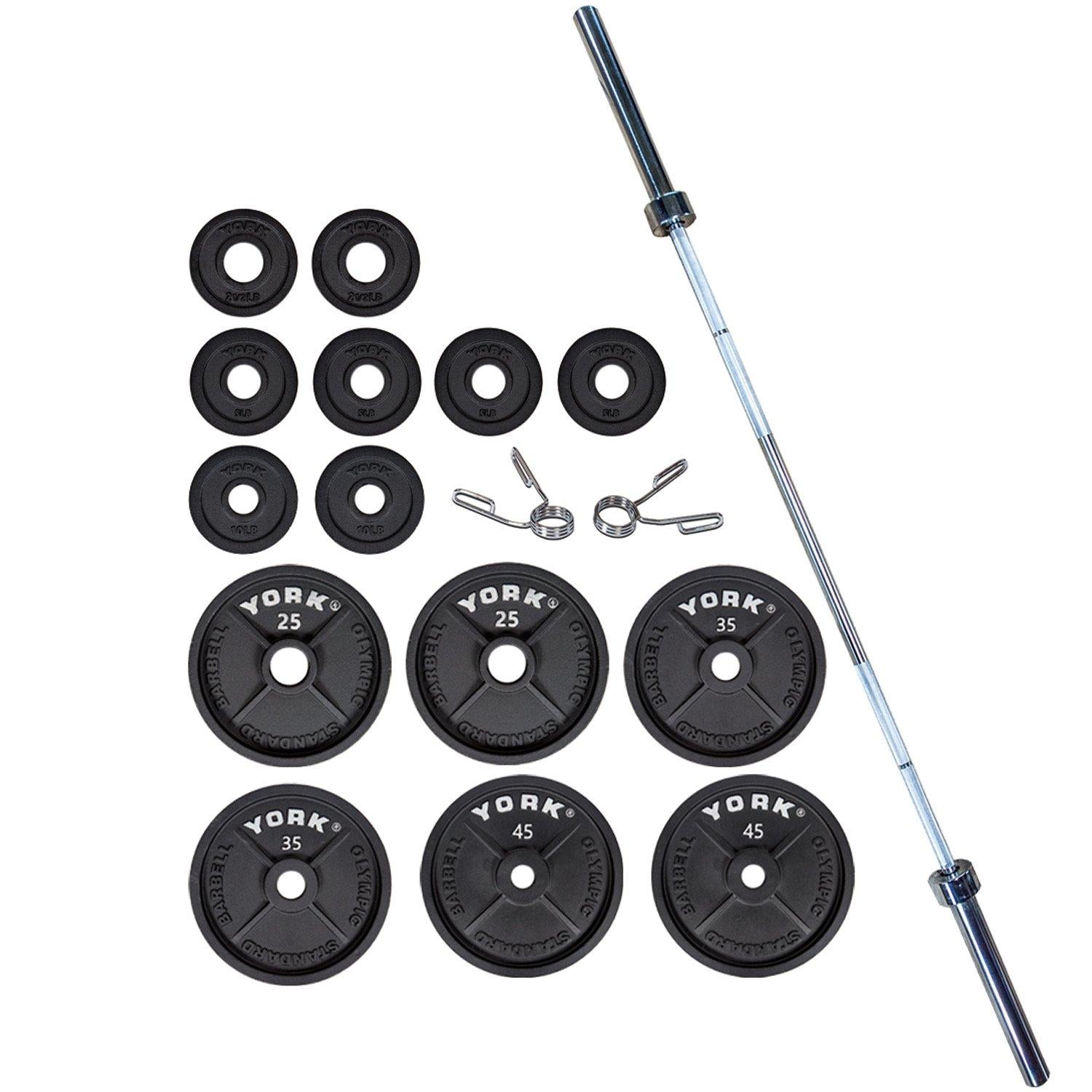 Cast Iron Olympic Weight Plate Set, Olympic Bar with Weight Set by FROGSHOP