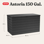 Astoria 150 Gallon Outdoor StoraDeck Box – LarWaterproof Resin StoraBox with Lockable Lid for Patio Cushions, Pool Supplies, Garden Tools & Outdoor Accessories, Dark Gray | Waterproof Resin, For Patio Furniture Cushions, Pool Supplies, Ga