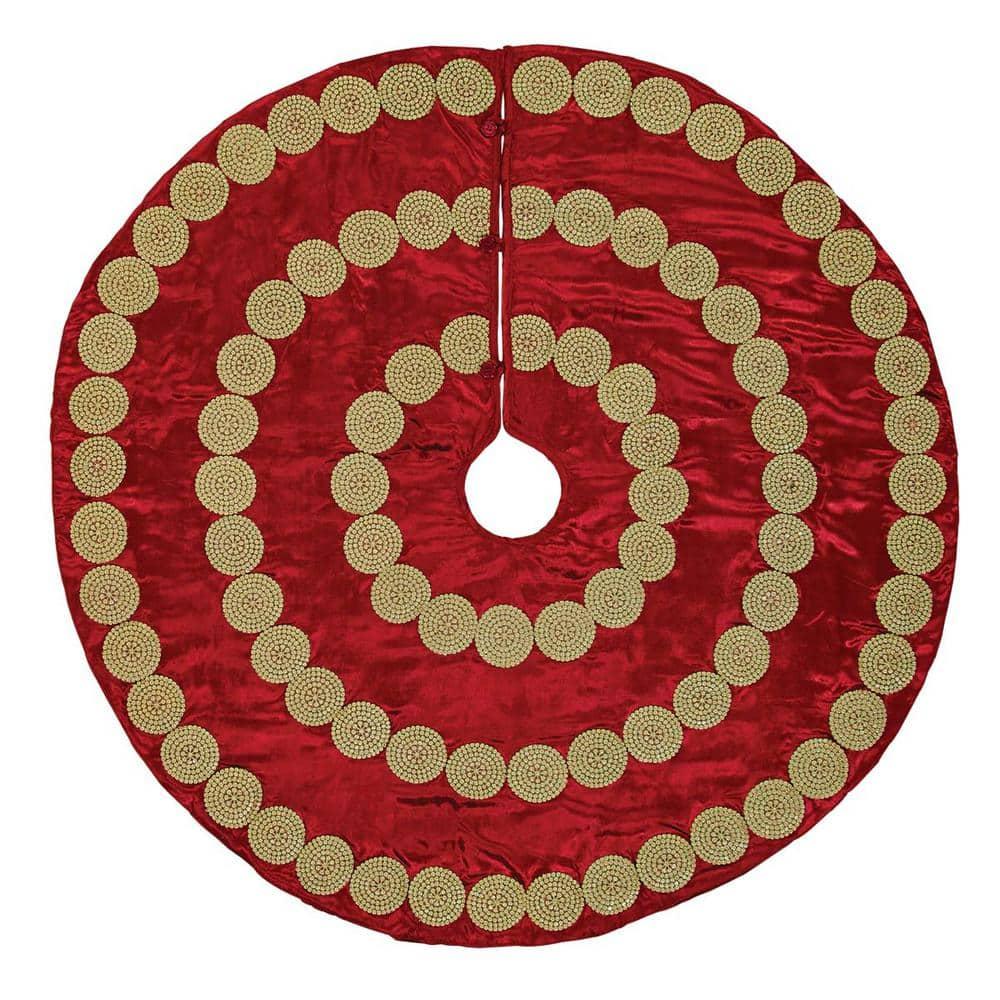 48 in. Red Memories Glam Christmas Decor Tree Skirt