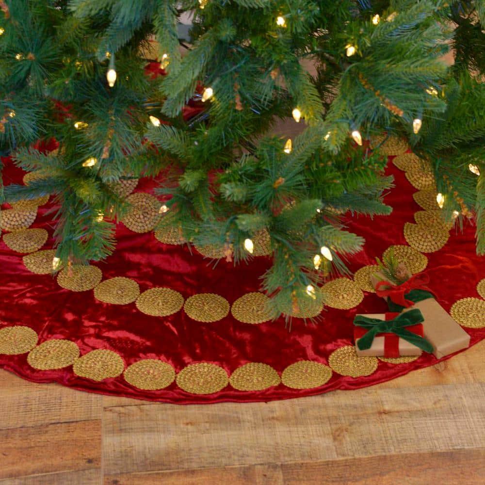 48 in. Red Memories Glam Christmas Decor Tree Skirt