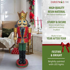 48 in. Red Resin Christmas Nutcracker King Wearing a Crown with LED Light
