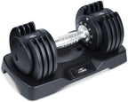 FLYBIRD Adjustable Dumbbells, 25 lb. Single Dumbbell for Men and Women with Anti-Slip Metal Handle, Fast Adjust Weight by Turning Handle, Black Dumbbell with Tray Suitable for Full Body Workout Fitness