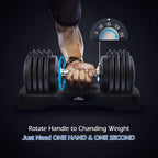 FLYBIRD Adjustable Dumbbells, 25 lb. Single Dumbbell for Men and Women with Anti-Slip Metal Handle, Fast Adjust Weight by Turning Handle, Black Dumbbell with Tray Suitable for Full Body Workout Fitness