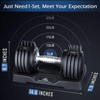 FLYBIRD Adjustable Dumbbells, 25 lb. Single Dumbbell for Men and Women with Anti-Slip Metal Handle, Fast Adjust Weight by Turning Handle, Black Dumbbell with Tray Suitable for Full Body Workout Fitness