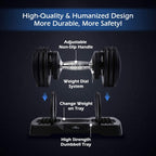 FLYBIRD Adjustable Dumbbells, 25 lb. Single Dumbbell for Men and Women with Anti-Slip Metal Handle, Fast Adjust Weight by Turning Handle, Black Dumbbell with Tray Suitable for Full Body Workout Fitness