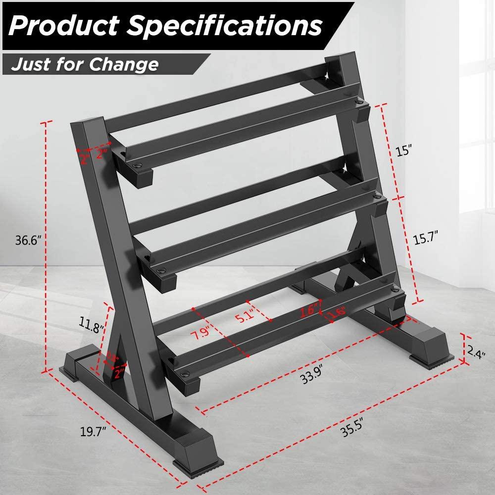 Dripex 3 Tier Heavy Duty Dumbbell Rack Home Gym Weight Rack Dumbbell StoraStand Holder, Latest Model(Rack Only)