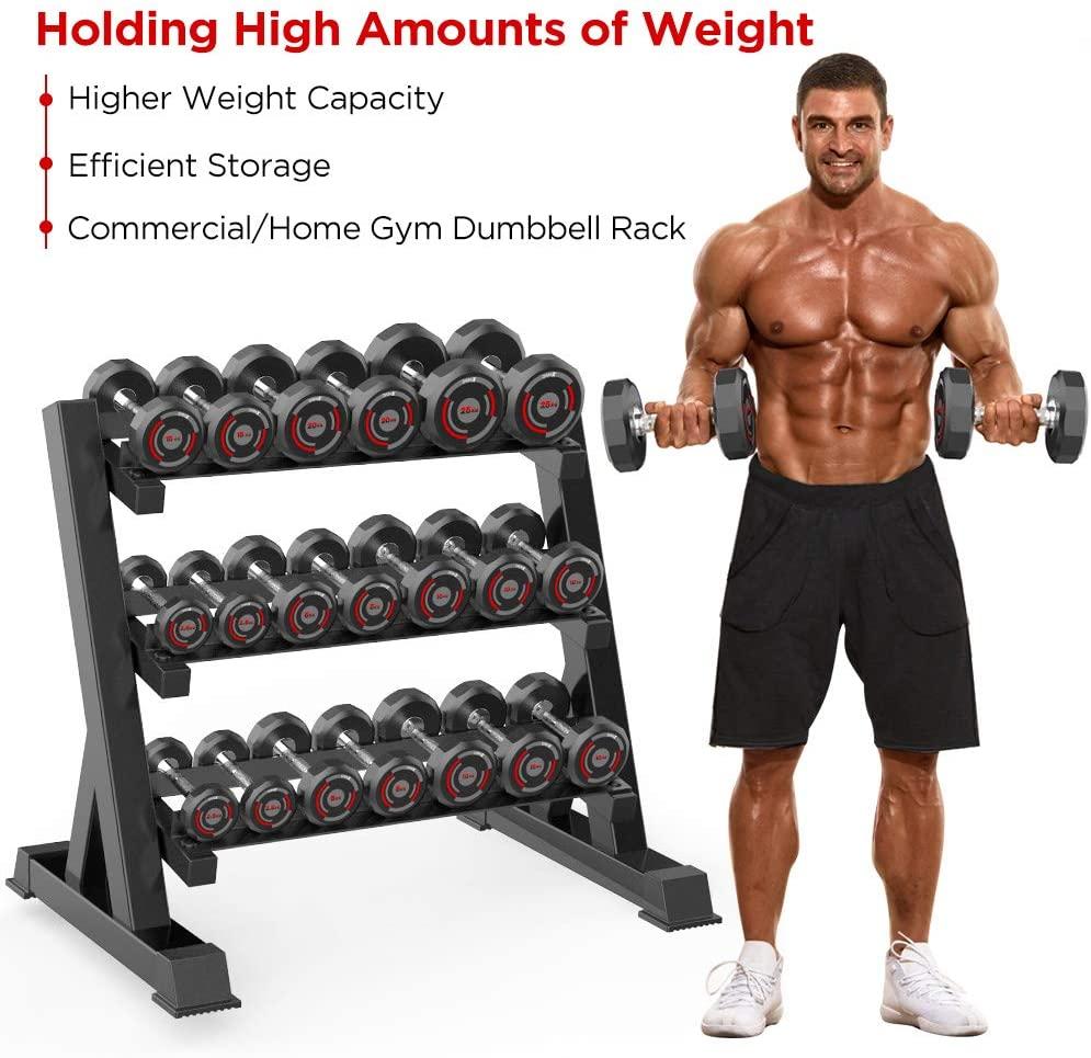Dripex 3 Tier Heavy Duty Dumbbell Rack Home Gym Weight Rack Dumbbell StoraStand Holder, Latest Model(Rack Only)