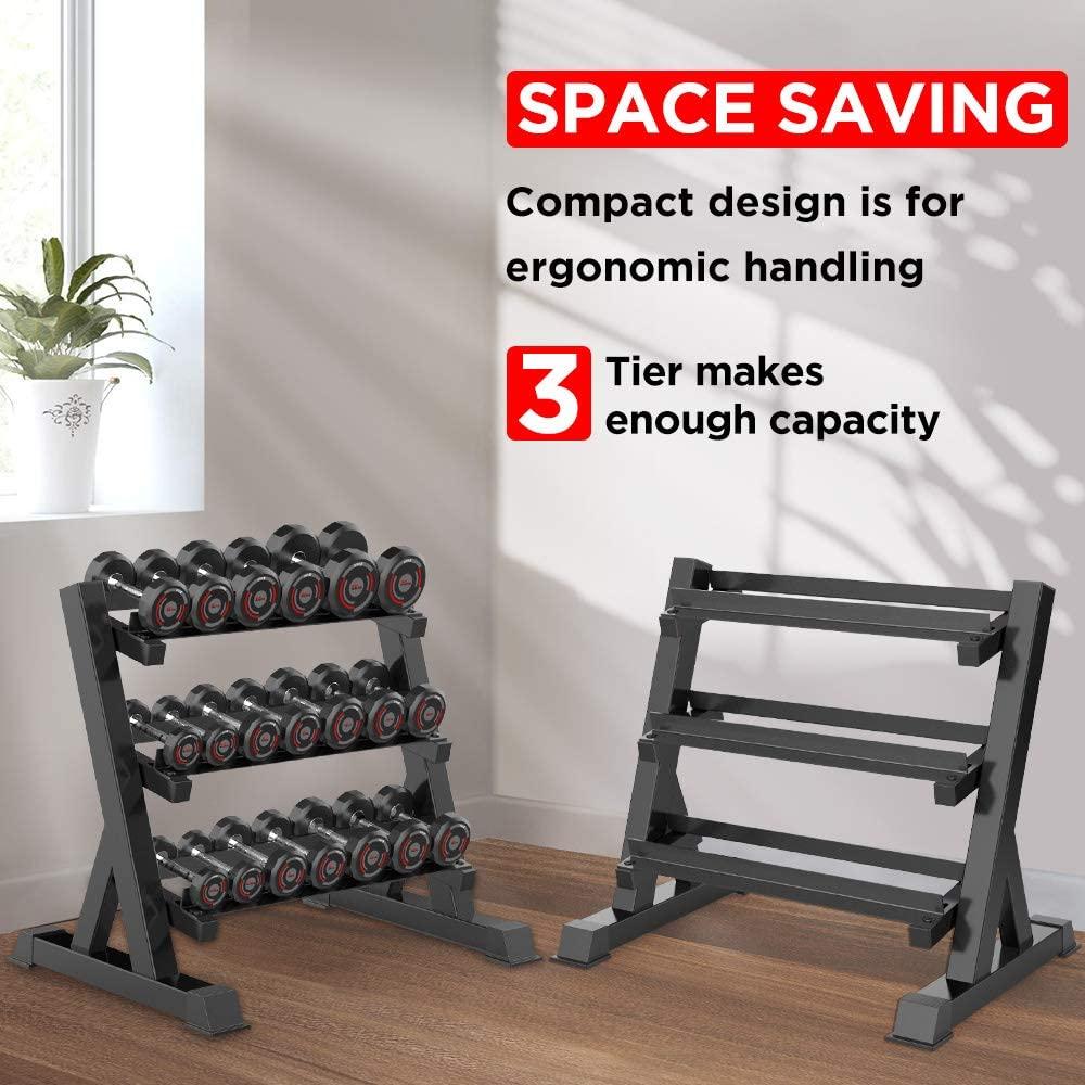 Dripex 3 Tier Heavy Duty Dumbbell Rack Home Gym Weight Rack Dumbbell StoraStand Holder, Latest Model(Rack Only)