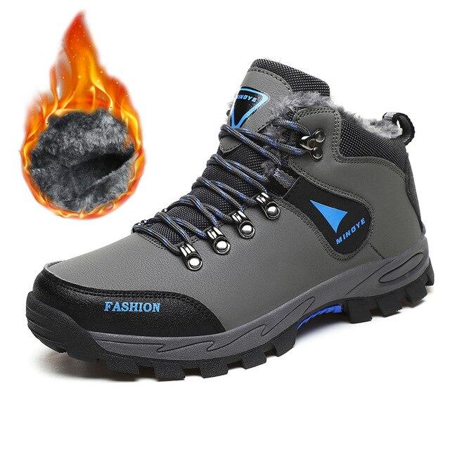 High Quality Men Hiking Shoes Winter Plush Snow Boots