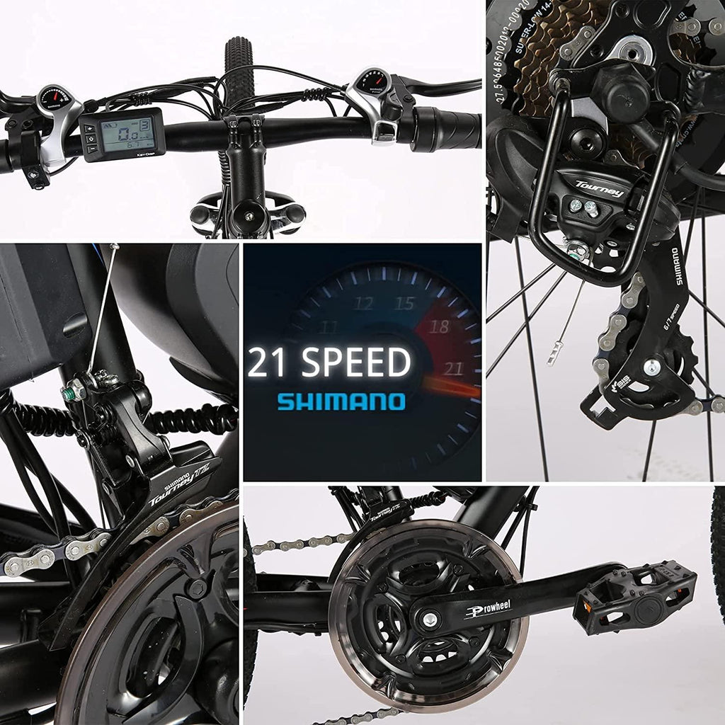 VIVI Electric Bike 500W 48V E-Bike for Adult 27.5 Inch Electric Mountain Bike with Removable 10.4Ah Lithium-Ion Battery, 21 Speed Gear Electric Bicycle Men Women