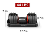 44 lbs Dumbbell, Adjustable Dumbbell with Safe Lock &amp; Base, Fitness Dumbbell for Body Workout, Black &amp; Red