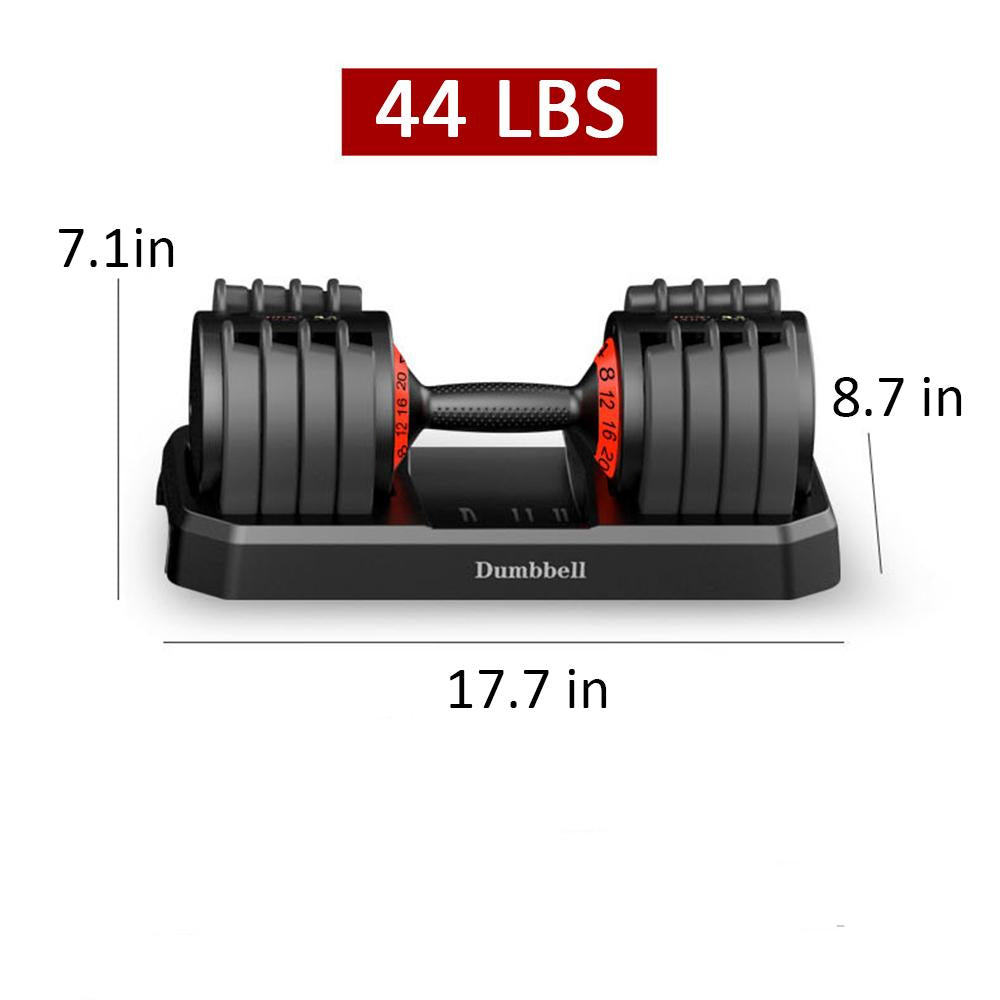 44 lbs Dumbbell, Adjustable Dumbbell with Safe Lock &amp; Base, Fitness Dumbbell for Body Workout, Black &amp; Red