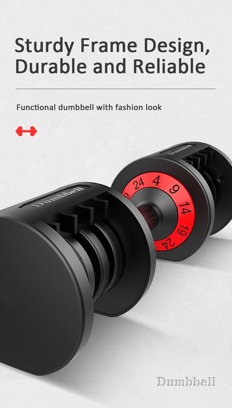 44 lbs Dumbbell, Adjustable Dumbbell with Safe Lock &amp; Base, Fitness Dumbbell for Body Workout, Black &amp; Red