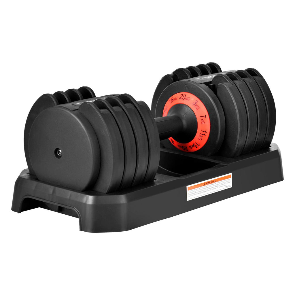 44 lbs Dumbbell, Adjustable Dumbbell with Safe Lock &amp; Base, Fitness Dumbbell for Body Workout, Black &amp; Red