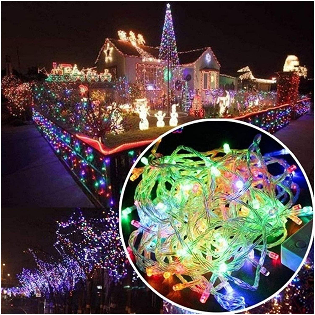 Fairy Lights Outdoor Fairy String Lights 10M With 100 LED 8 Modes Wave Rope Lights Icicle Curtain Light,Waterproof Festival Lighting For Garden Patio Yard Home Wedding Party And Christmas Decoration Z