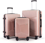 Luggage Set PC+ABS, Hardshell Expandable Suitcase W/Spinner Wheel &amp; TSA Lock, 3 Piece Set (20/24/28) (Rose Gold)