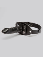 Zado Leather Mouth Gag 5.5 Inch Dildo Harness, Black