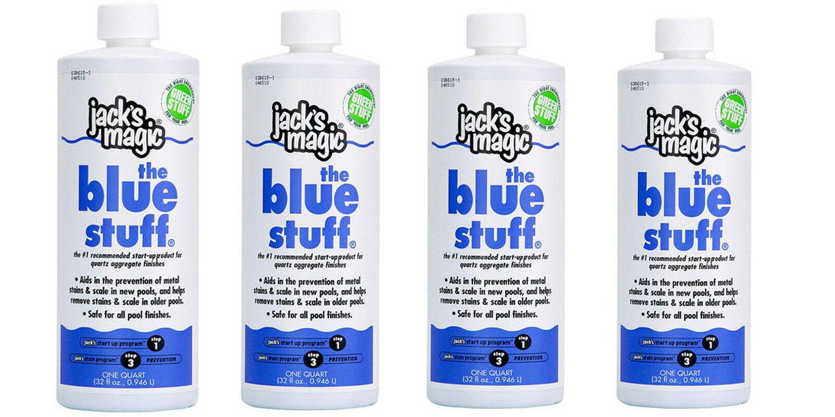 4 pack jack's magic the blue stuff prevents stain &amp; scale for swimming pools