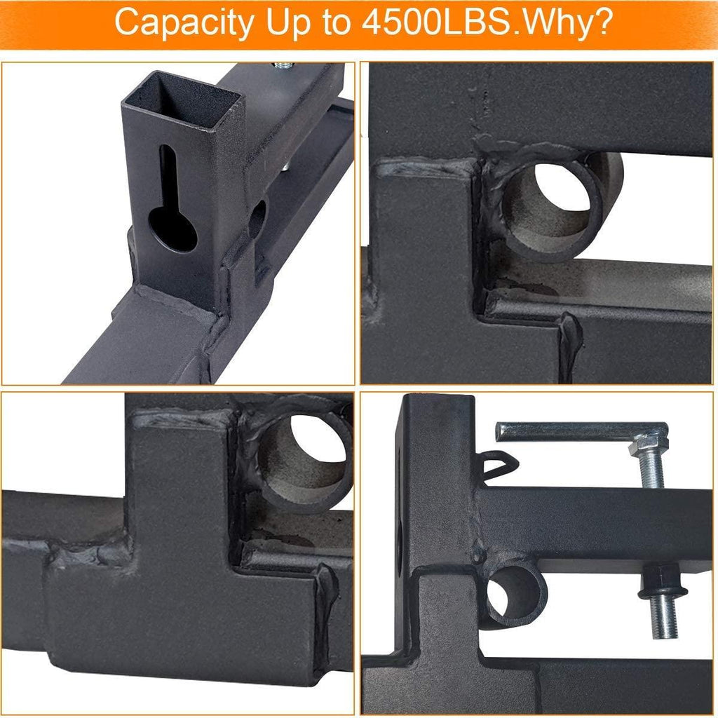 sulythw clamp on pallet fork 60" 4500lbs capacity with adjustable stabilizer bar 18" to 34" w heavy duty for loader bucket skid steer tractor