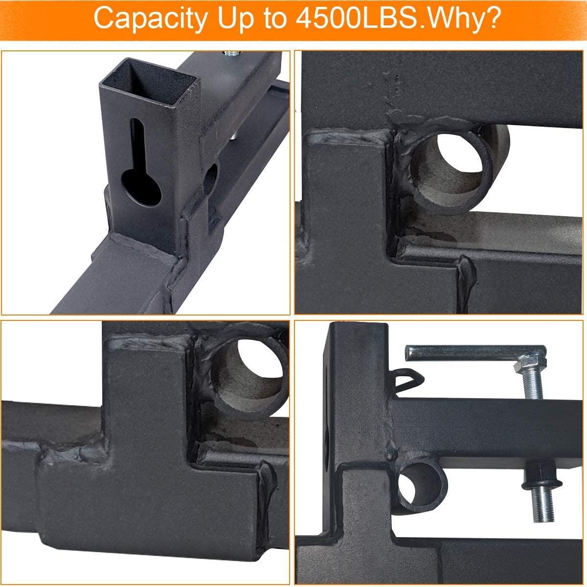 sulythw clamp on pallet fork 60" 4500lbs capacity with adjustable stabilizer bar 18" to 34" w heavy duty for loader bucket skid steer tractor