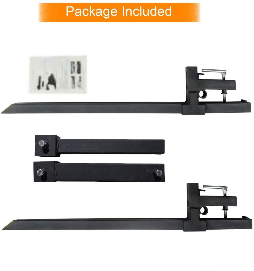 sulythw clamp on pallet fork 60" 4500lbs capacity with adjustable stabilizer bar 18" to 34" w heavy duty for loader bucket skid steer tractor