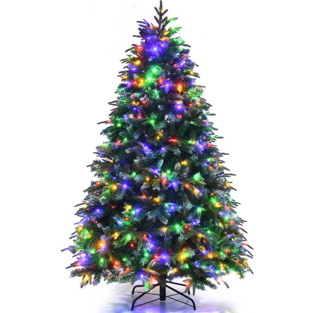 6 ft. Pre-Lit Artificial Christmas Tree Hinged Xmas Tree With 11 Flash Modes