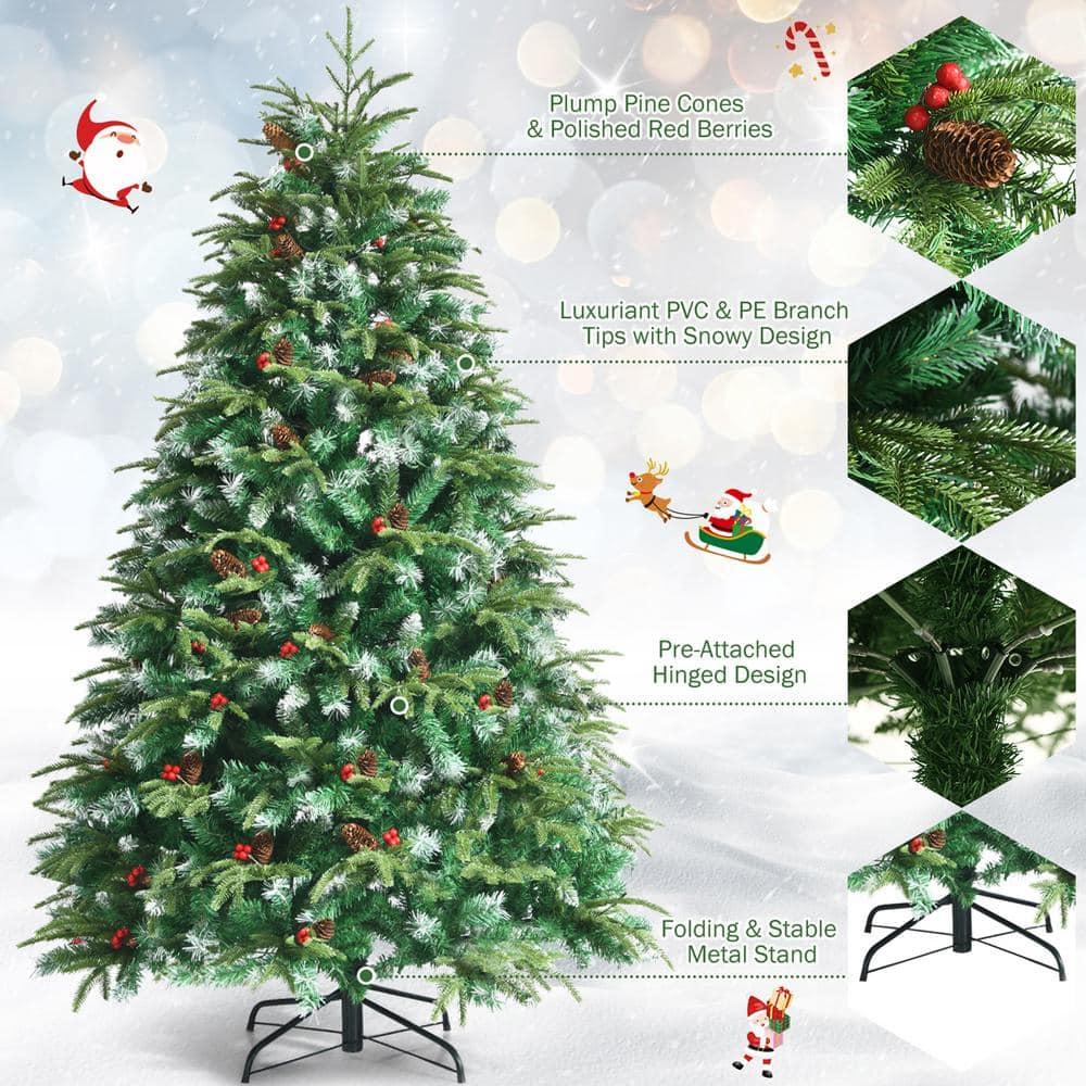 6 ft. Pre-Lit Artificial Christmas Tree Hinged Xmas Tree With 11 Flash Modes