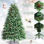 6 ft. Pre-Lit Artificial Christmas Tree Hinged Xmas Tree With 11 Flash Modes