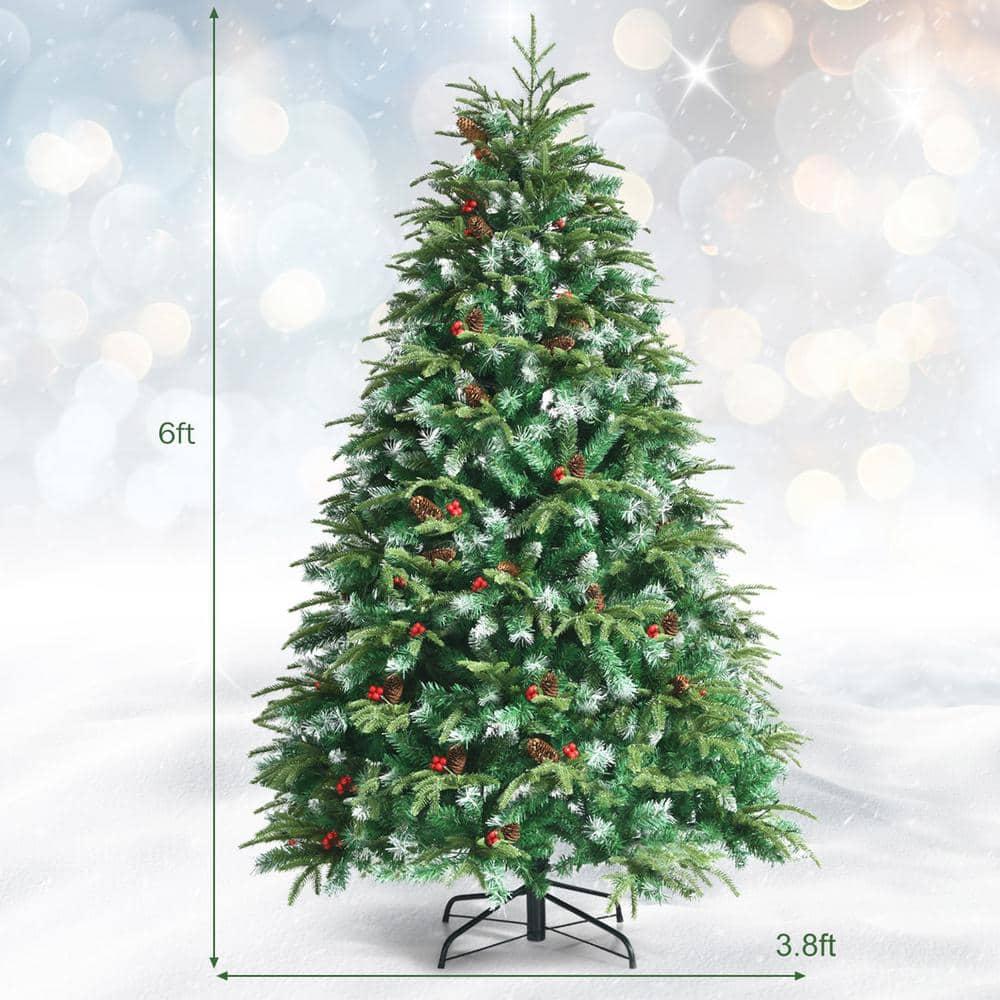 6 ft. Pre-Lit Artificial Christmas Tree Hinged Xmas Tree With 11 Flash Modes