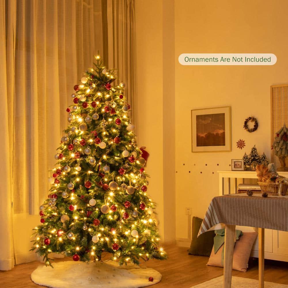 6 ft. Pre-Lit Artificial Christmas Tree Hinged Xmas Tree With 11 Flash Modes