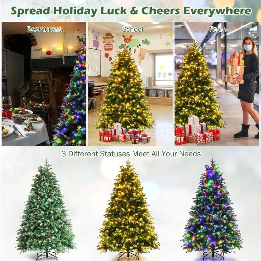 6 ft. Pre-Lit Artificial Christmas Tree Hinged Xmas Tree With 11 Flash Modes
