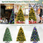 6 ft. Pre-Lit Artificial Christmas Tree Hinged Xmas Tree With 11 Flash Modes