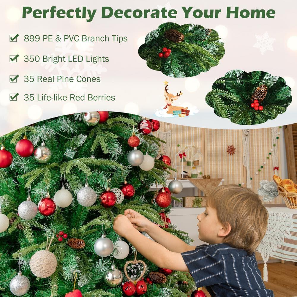 6 ft. Pre-Lit Artificial Christmas Tree Hinged Xmas Tree With 11 Flash Modes