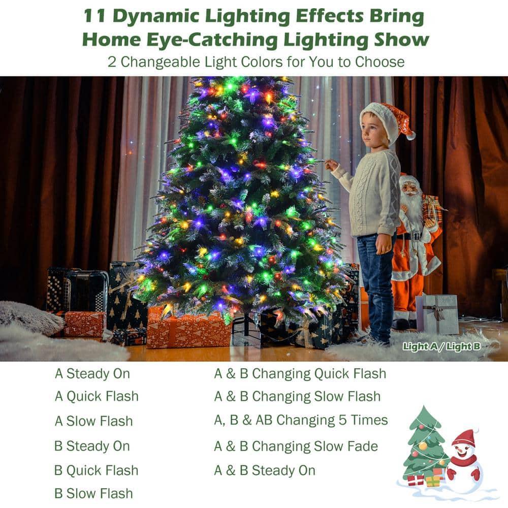 6 ft. Pre-Lit Artificial Christmas Tree Hinged Xmas Tree With 11 Flash Modes