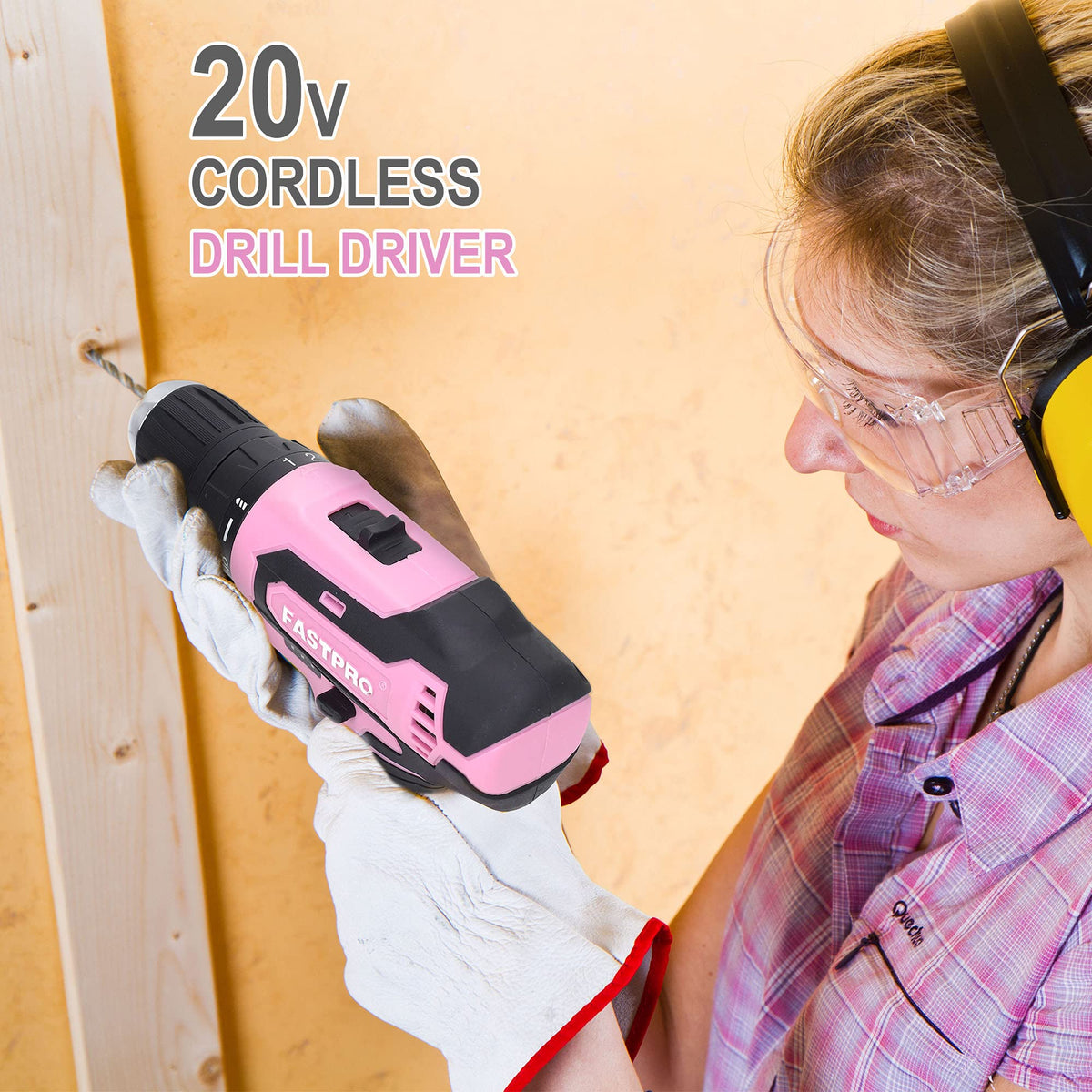 232-Piece Pink Tool Set with Drill, 20V Cordless Drill Driver and Home Tool Set, Pink Drill Set for Women, Lady's Repairing Kit with 12-Inch StoraBag, Pink