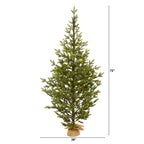 Nearly Natural 6' Fraser Fir Artificial Christmas Tree in Burlap Base, Prelit with LED Lights, Green