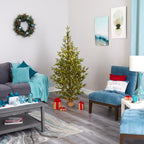 Nearly Natural 6' Fraser Fir Artificial Christmas Tree in Burlap Base, Prelit with LED Lights, Green